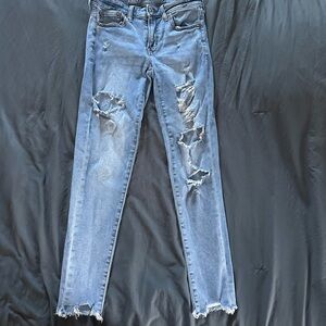 Distressed American Eagle Light Blue Women's Skinny Jeans